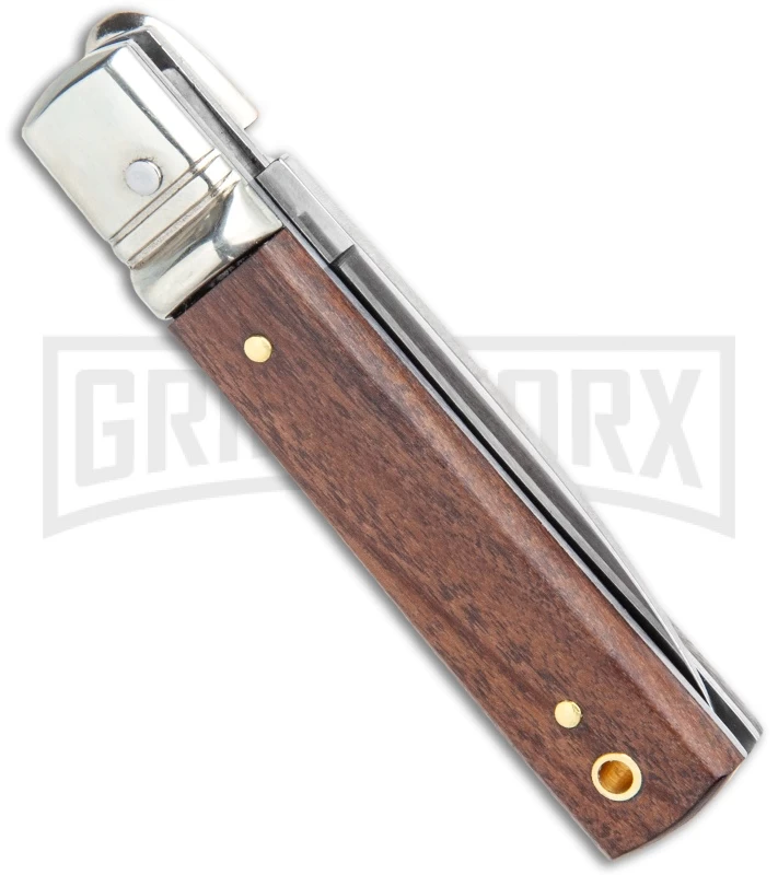 AGA 6" Mini Classic Lever Lock Cocobolo Wood Automatic Knife - Satin Plain - Image 3