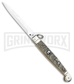 A.G.A. Campolin 9" Ram Horn Sicilian Ring Pull Automatic Knife - Bayonet