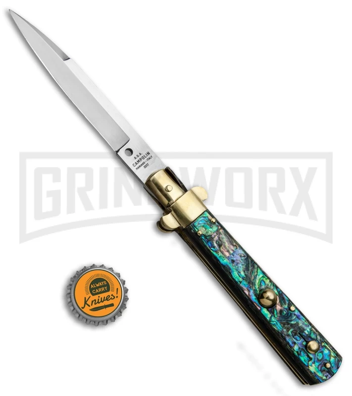 AGA Campolin 10" Abalone Frosolone Stiletto Automatic Knife - Bayonet - Image 5