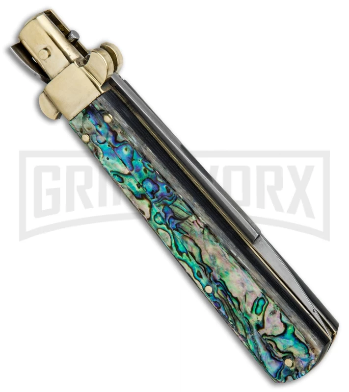AGA Campolin 10" Abalone Frosolone Stiletto Automatic Knife - Bayonet - Image 3