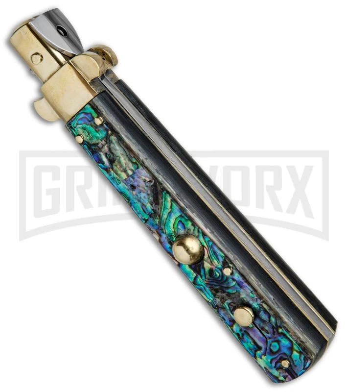 AGA Campolin 10" Abalone Frosolone Stiletto Automatic Knife - Bayonet - Image 2