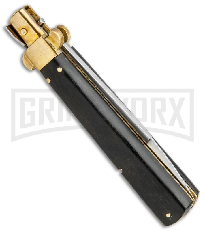 AGA Campolin 10" Italian Frosolone Picklock Brass/Ebony Automatic Knife - Bayo - Image 3