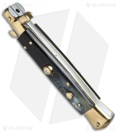 AGA Campolin 10" Italian Stiletto Automatic Brass/Brazilian (4.5" Satin Kris) - Image 2