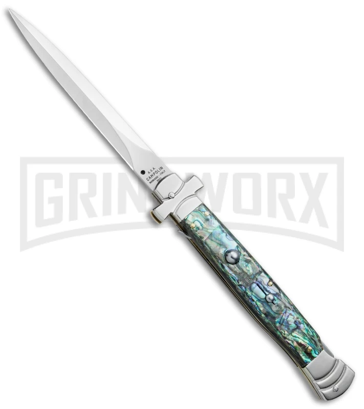 AGA Campolin 11" Maltese Cross Abalone Automatic Knife - Dagger Satin Plain