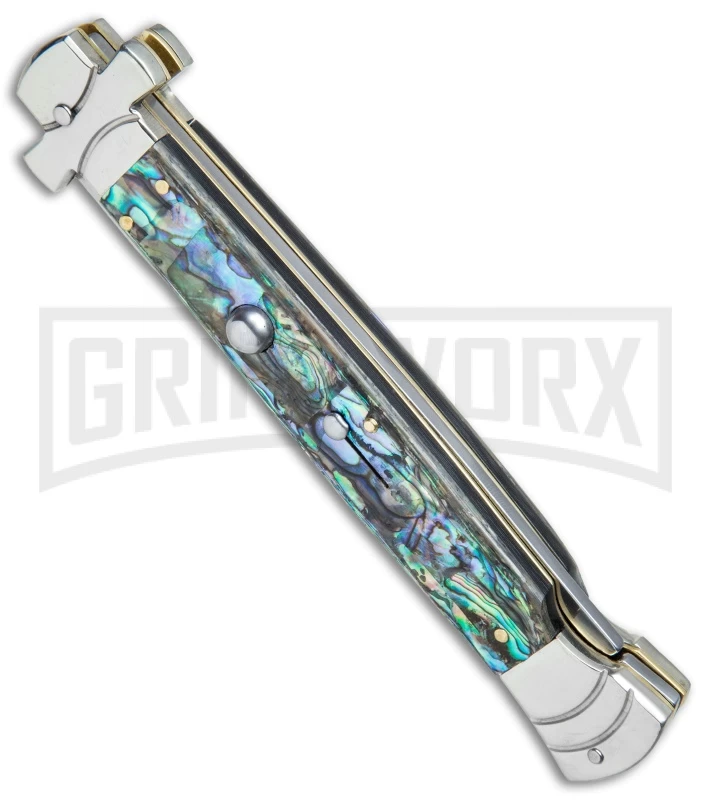 AGA Campolin 11" Maltese Cross Abalone Automatic Knife - Dagger Satin Plain - Image 2