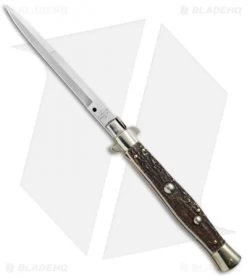 AGA Campolin 11" Picklock Automatic Italian Stiletto Stag Horn (5"Satin) 2018