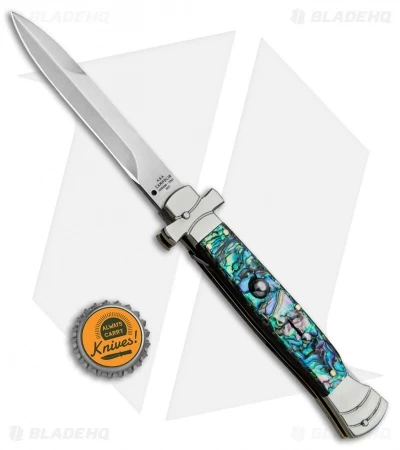AGA Campolin 9" Maltese Cross Bayonet Italian Stiletto Knife Abalone (4" Satin) - Image 4