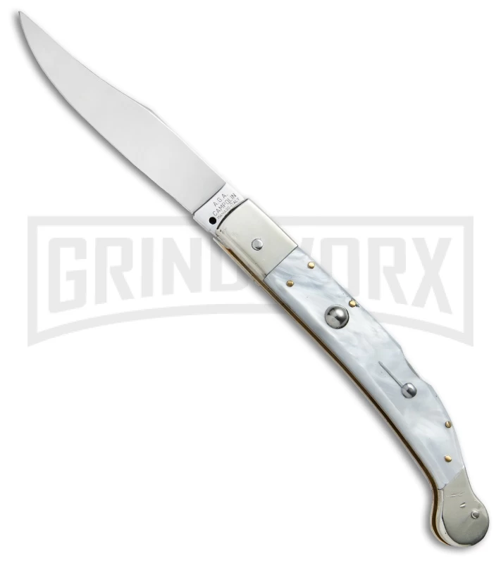 AGA Campolin Sahara Pearlex Italian Stiletto Automatic Knife - Mirror Plain