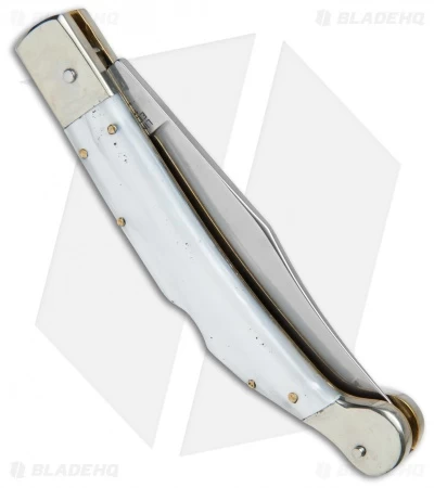 AGA Campolin 9" Sahara Italian Stiletto Lockback Automatic Pearlex (3.8" Mirror) - Image 3