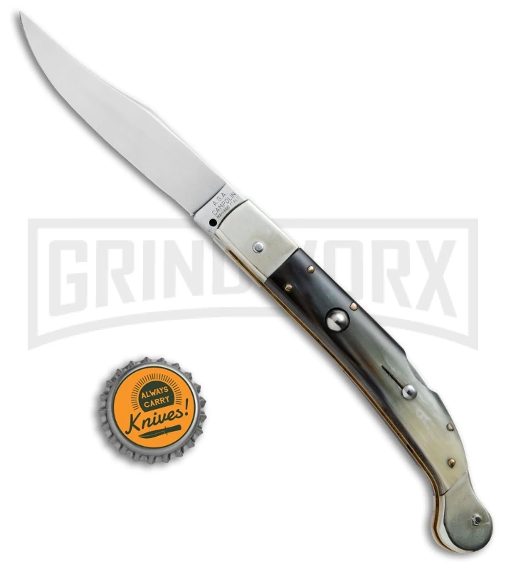 AGA Campolin Sahara Dark Horn Italian Stiletto Automatic Knife - Mirror Plain - Image 4