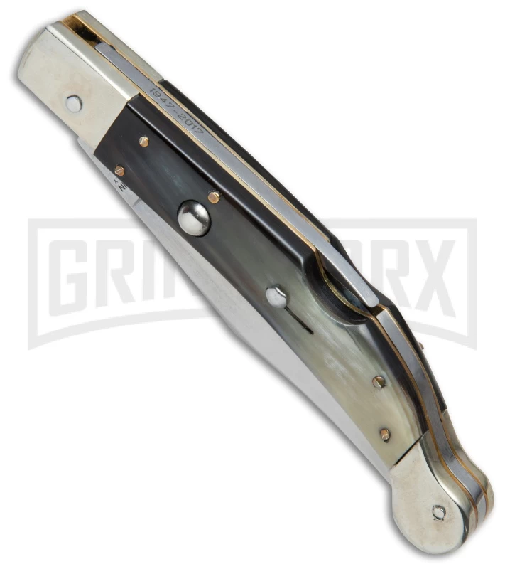 AGA Campolin Sahara Dark Horn Italian Stiletto Automatic Knife - Mirror Plain - Image 2