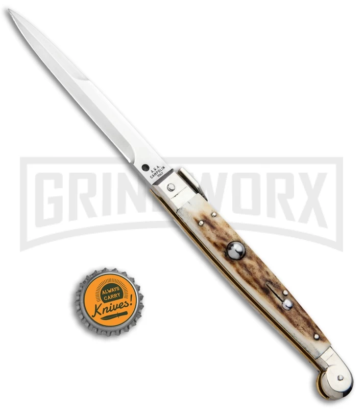 A.G.A. Campolin 9" Sicilian Stag Picklock Auto Sillito Knife - Bayonet - Image 4