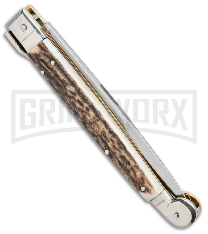 A.G.A. Campolin 9" Sicilian Stag Picklock Auto Sillito Knife - Bayonet - Image 3