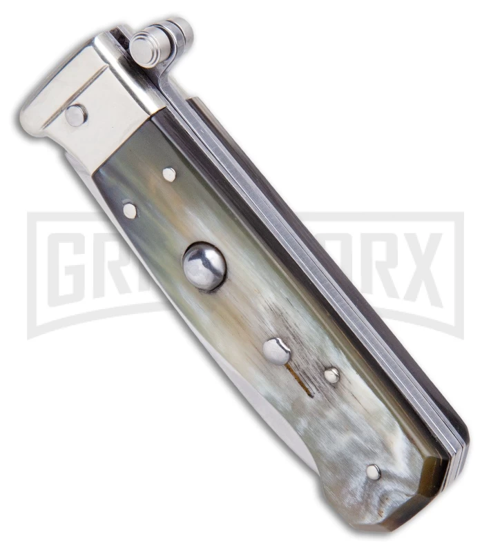 AGA Campolin Piccolo Brazilian Horn Italian Automatic Knife - Satin Plain - Image 2