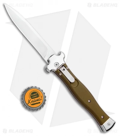AGA Campolin Zero Bayo Leverlock Automatic Knife ODGreen Aluminum (3.75" Satin) - Image 4