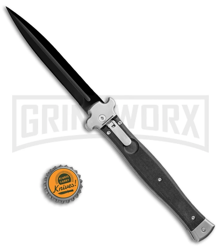 AGA Campolin Zero+ Black G-10 Leverlock Automatic Knife - Dagger Black Plain 2.0 - Image 4