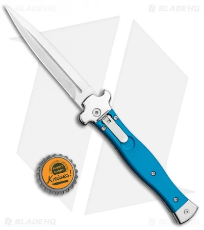 AGA Campolin Zero Dagger Leverlock Automatic Knife Blue G-10 (3.75" Satin) - Image 4