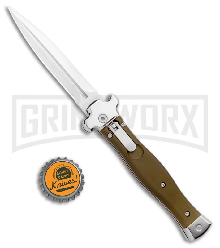 AGA Campolin Zero Green Aluminum Leverlock Automatic Knife - Dagger Satin Plain - Image 4