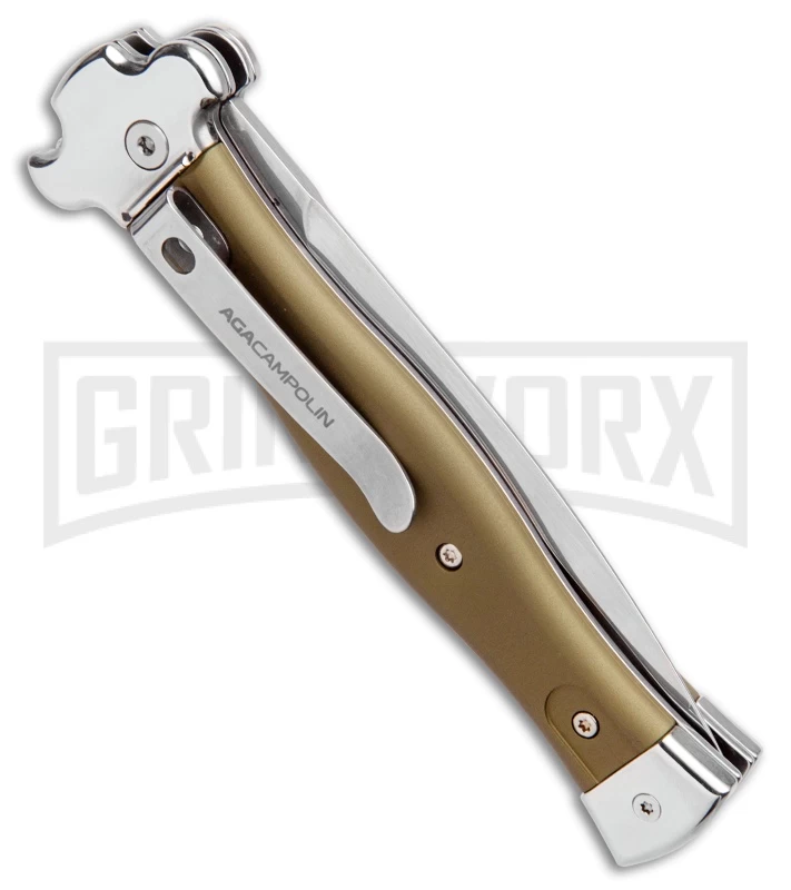 AGA Campolin Zero Green Aluminum Leverlock Automatic Knife - Dagger Satin Plain - Image 3
