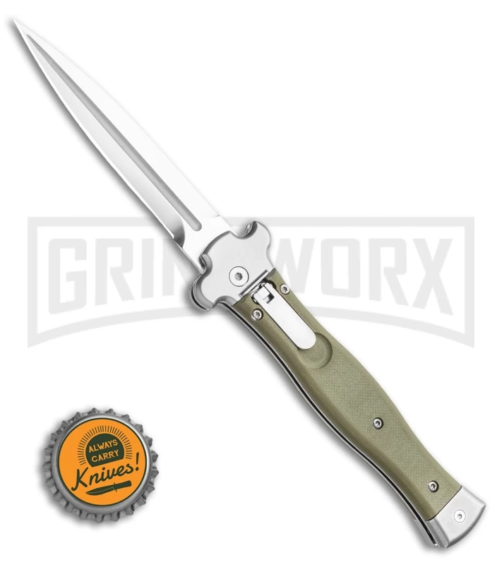 AGA Campolin Zero 10 Green G-10 Leverlock Automatic Knife -Dagger Satin Plain - Image 4