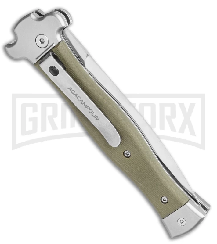 AGA Campolin Zero 10 Green G-10 Leverlock Automatic Knife -Dagger Satin Plain - Image 3