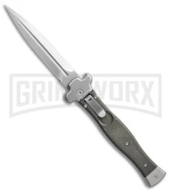 AGA Campolin Zero Green G-10 Leverlock Automatic Knife - Dagger Satin Plain