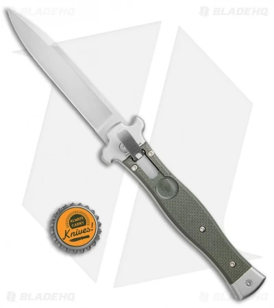 AGA Campolin Zero Italian Leverlock Automatic Knife OD Green G-10 (3.75" Satin) - Image 4