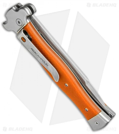 AGA Campolin Zero Italian Leverlock Automatic Orange G-10 (3.75" Stonewash) - Image 3