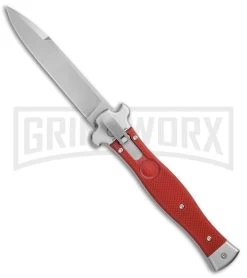 AGA Campolin Zero Red G-10 Leverlock Automatic Knife - Bayonet Stonewash Plain