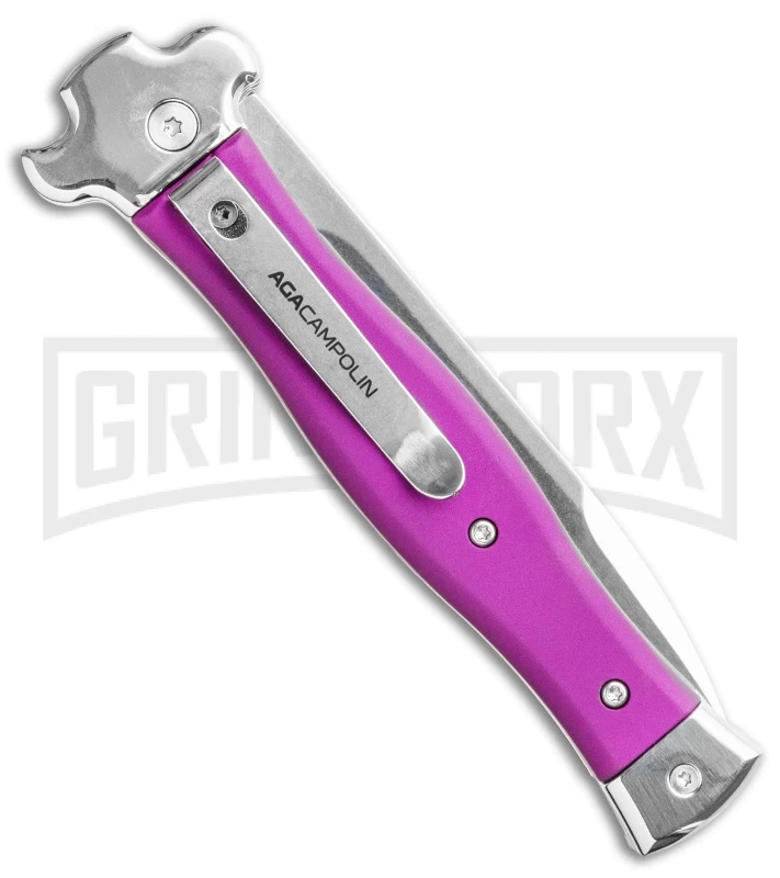 AGA Campolin Zero Violet Leverlock Auto Knife - Bayonet Tumbled - Image 3