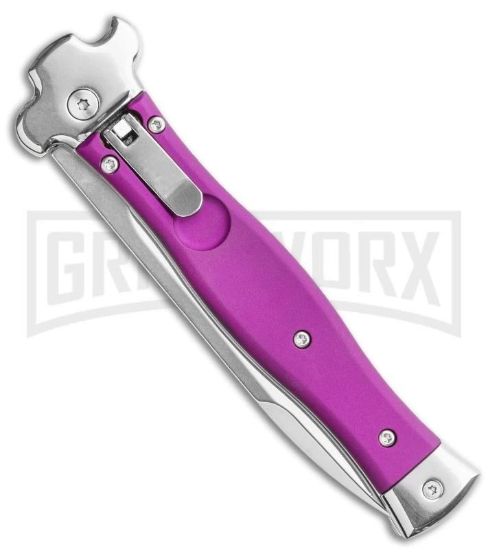 AGA Campolin Zero Violet Leverlock Auto Knife - Bayonet Tumbled - Image 2