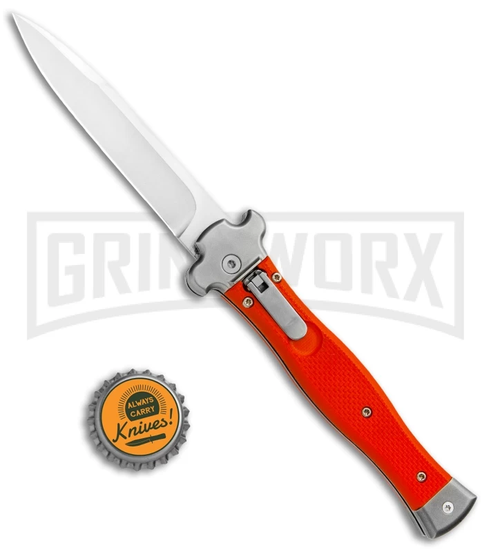 AGA Campolin Zero Orange G-10 Leverlock Automatic Knife - Bayo Satin Plain - Image 4