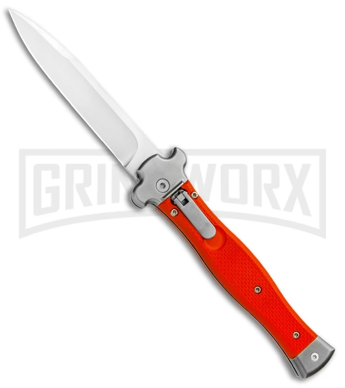 AGA Campolin Zero Orange G-10 Leverlock Automatic Knife - Bayo Satin Plain