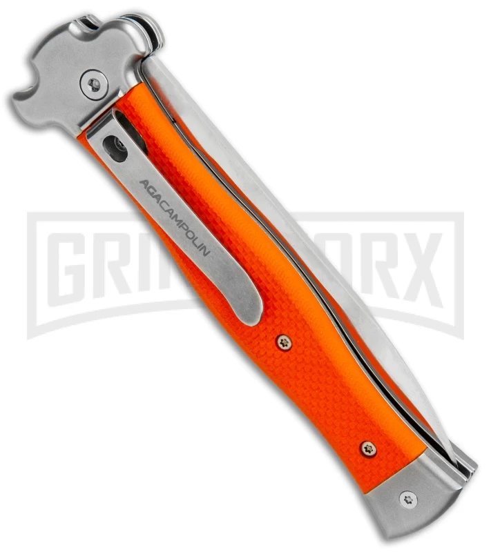 AGA Campolin Zero Orange G-10 Leverlock Automatic Knife - Bayo Satin Plain - Image 3