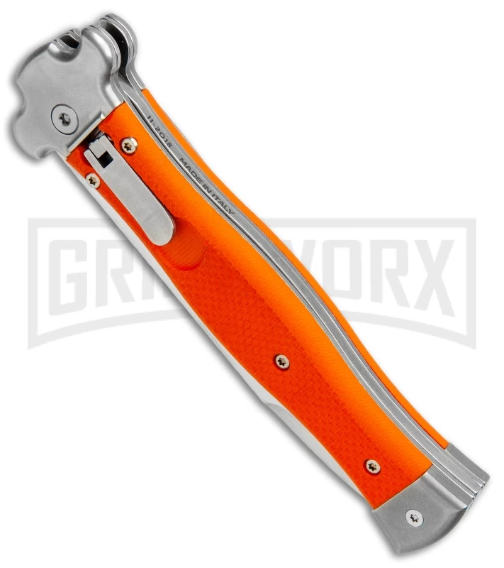 AGA Campolin Zero Orange G-10 Leverlock Automatic Knife - Bayo Satin Plain - Image 2