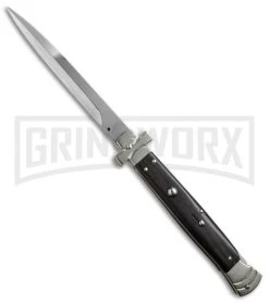A.G.A. Campolin 11" Maltese Cross Stiletto Ebony Automatic Knife - Bayonet