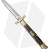 AGA Campolin 13" Bat Swinguard Automatic Knife Brass/Stag Horn (5.75" Dagger)