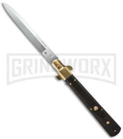 AGA Campolin 13" Italian Frosolone Ebony Wood Automatic Knife - Bayonet