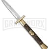 AGA Campolin 13" Stiletto Brass Bat Swinguard Stag Horn Automatic Knife - Bayo