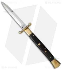 AGA Campolin 13" Swinguard Automatic Knife Brass/Ebony Wood (5.75" Satin Bayo)
