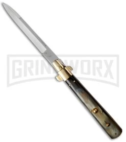AGA Campolin 13" Italian Frosolone Brazilian Horn Automatic Knife - Bayonet