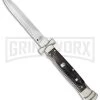 A.G.A. Campolin 9" Maltese Cross Stiletto Dark Horn Automatic Knife - Dagger
