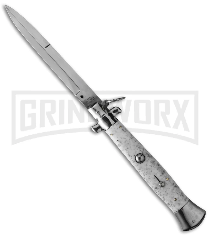AGA Campolin 15" Italian Stiletto Marble Ring Pull Automatic Knife - Bayonet