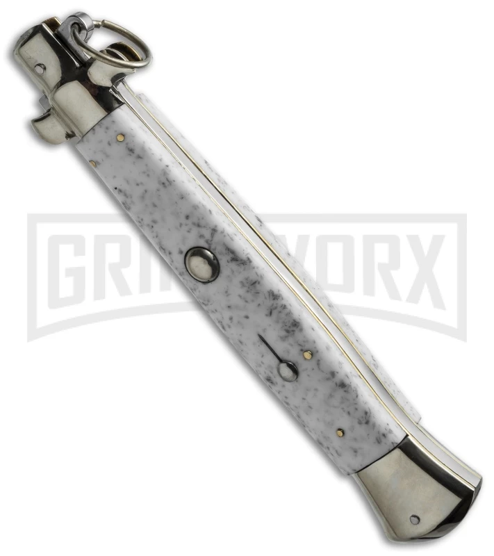 AGA Campolin 15" Italian Stiletto Marble Ring Pull Automatic Knife - Bayonet - Image 2