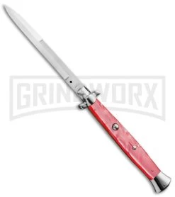 A.G.A. Campolin 18" Pink Acrylic Stiletto Automatic Knife - Bayonet