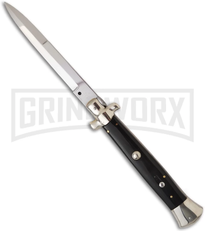A.G.A. Campolin 15" Italian Stiletto Dark Horn Automatic Knife - Bayonet