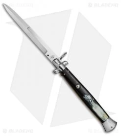 AGA Campolin 18" Ring Pull Automatic Knife Brazilian Horn (8" Satin Bayo)