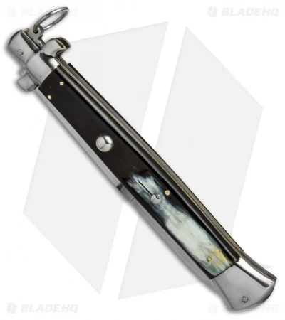 AGA Campolin 18" Ring Pull Automatic Knife Brazilian Horn (8" Satin Bayo) - Image 2