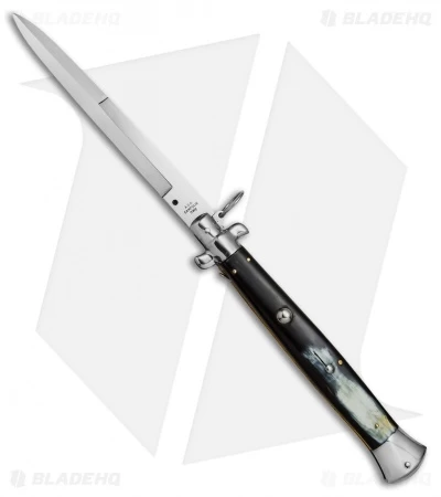 AGA Campolin 18" Ring Pull Automatic Knife Brazilian Horn (8" Satin Bayo)