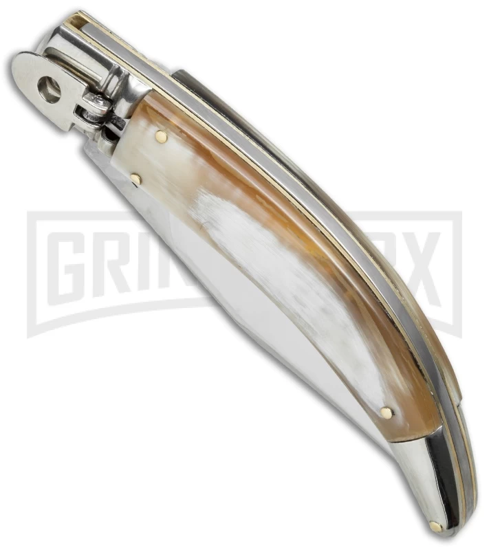 AGA Campolin Diana Honey Horn Lever Lock Automatic Knife - Satin Plain - Image 3